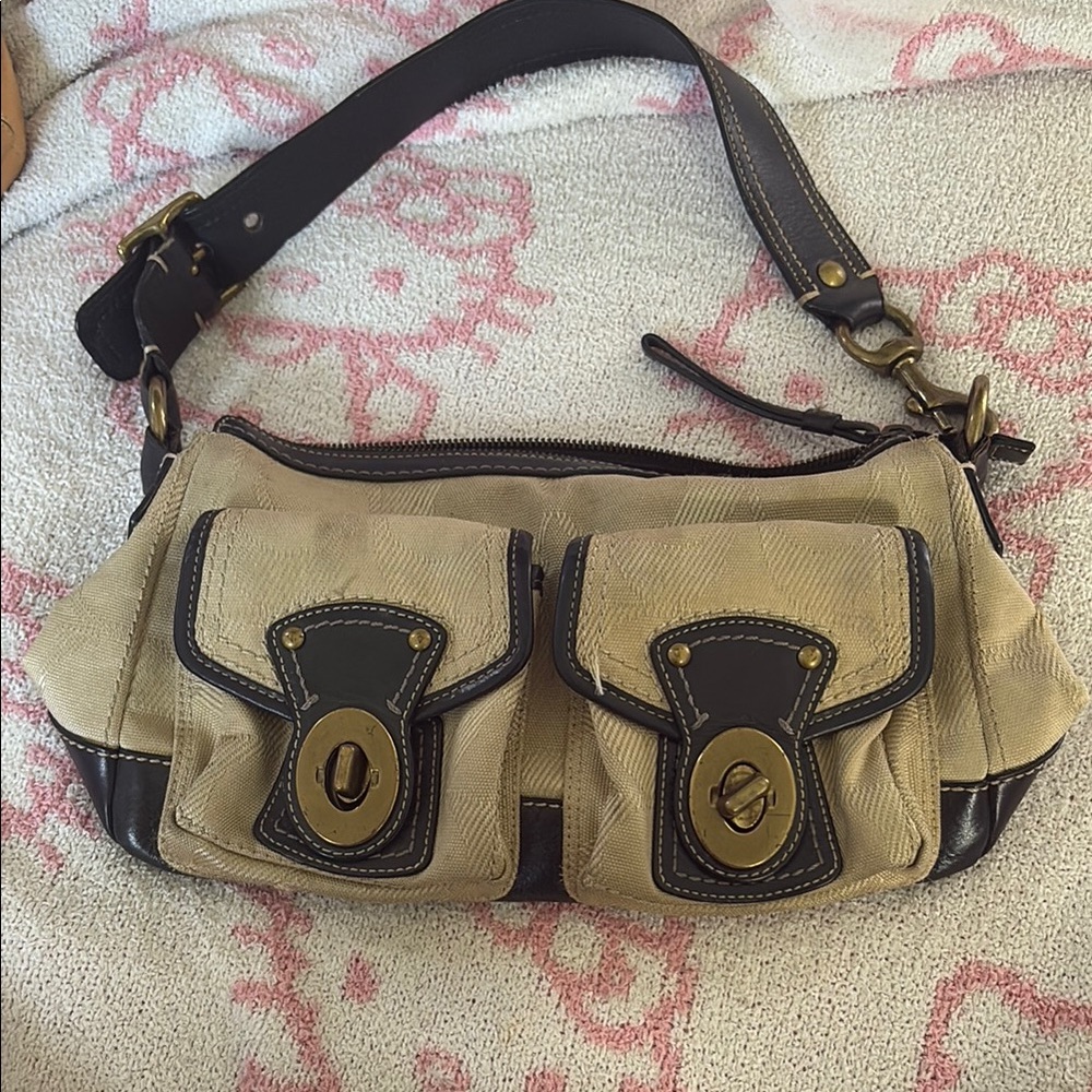 Stylish vintage Tan and Black Coach Bag